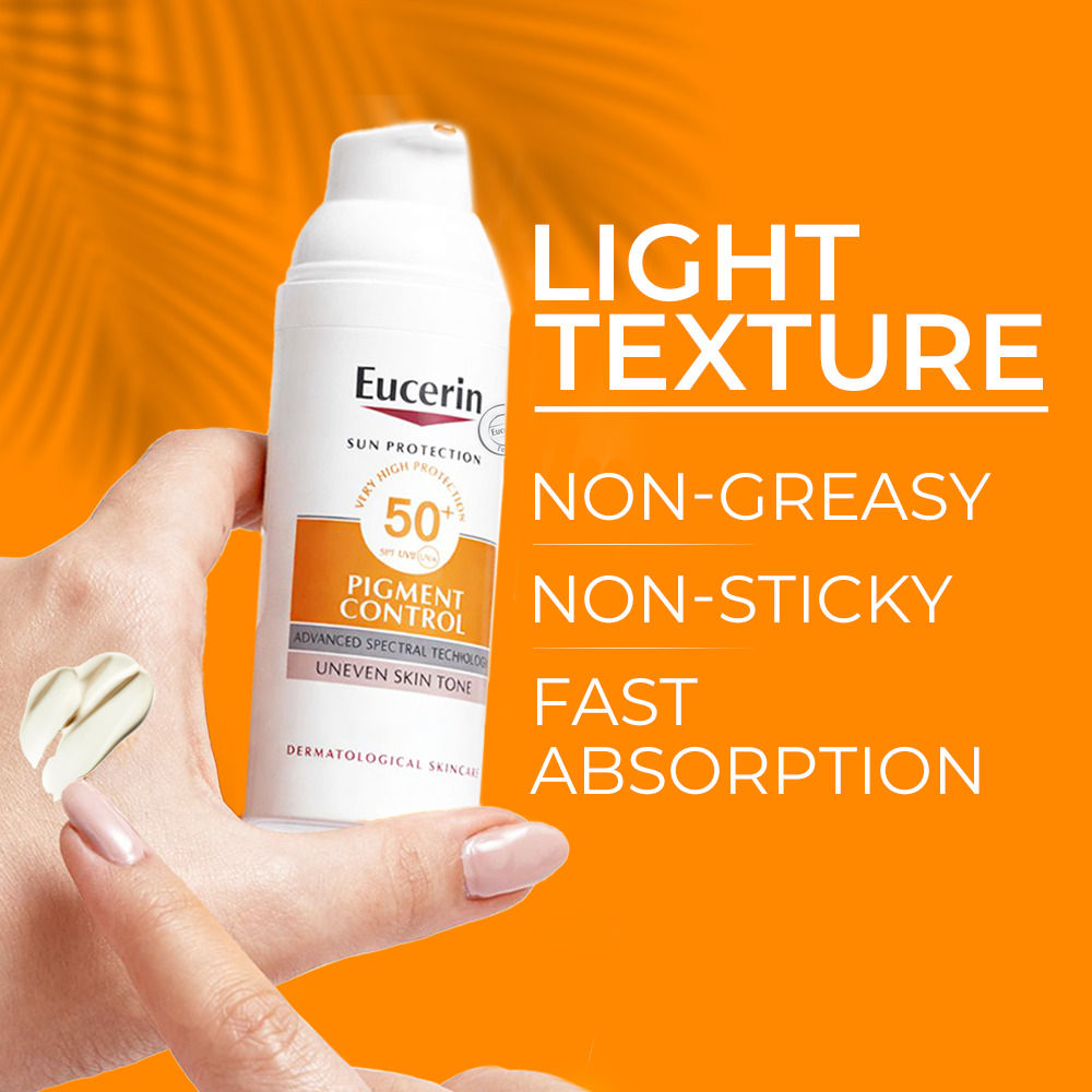 Eucerin Pigment Control Sunscreen Fluid SPF50+ Has Thiamidol Prevent & Reduce Darkspot Is Nonsticky (50ml)