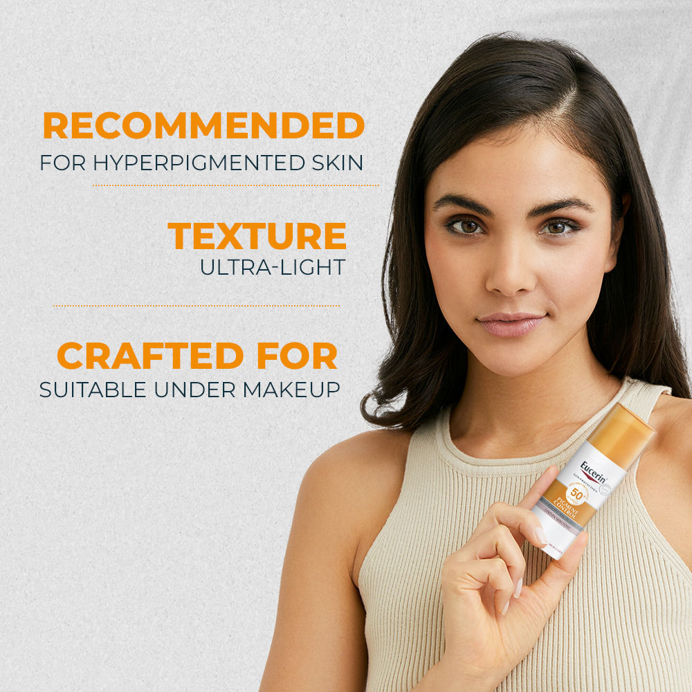 Eucerin Pigment Control Sunscreen Fluid SPF50+ Has Thiamidol Prevent & Reduce Darkspot Is Nonsticky (50ml)