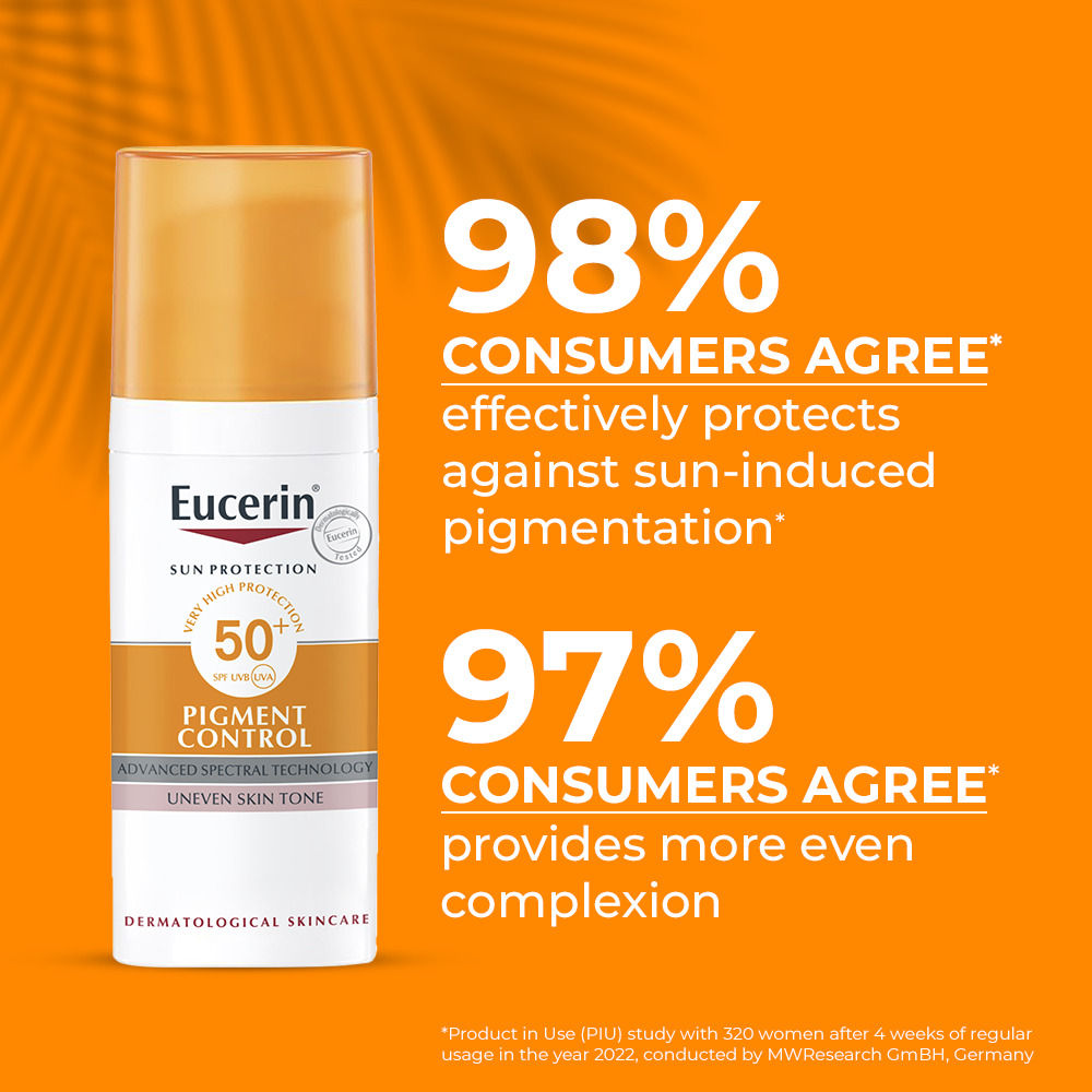 Eucerin Pigment Control Sunscreen Fluid SPF50+ Has Thiamidol Prevent & Reduce Darkspot Is Nonsticky (50ml)