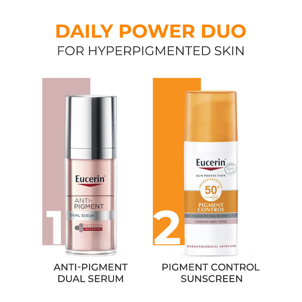 Eucerin Pigment Control Sunscreen Fluid SPF50+ Has Thiamidol Prevent & Reduce Darkspot Is Nonsticky (50ml)