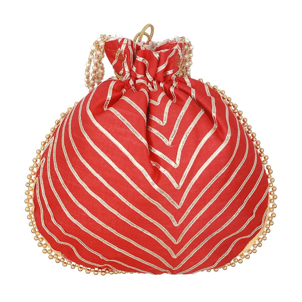 Aatmana Red & Gold Embellished Potli Bag