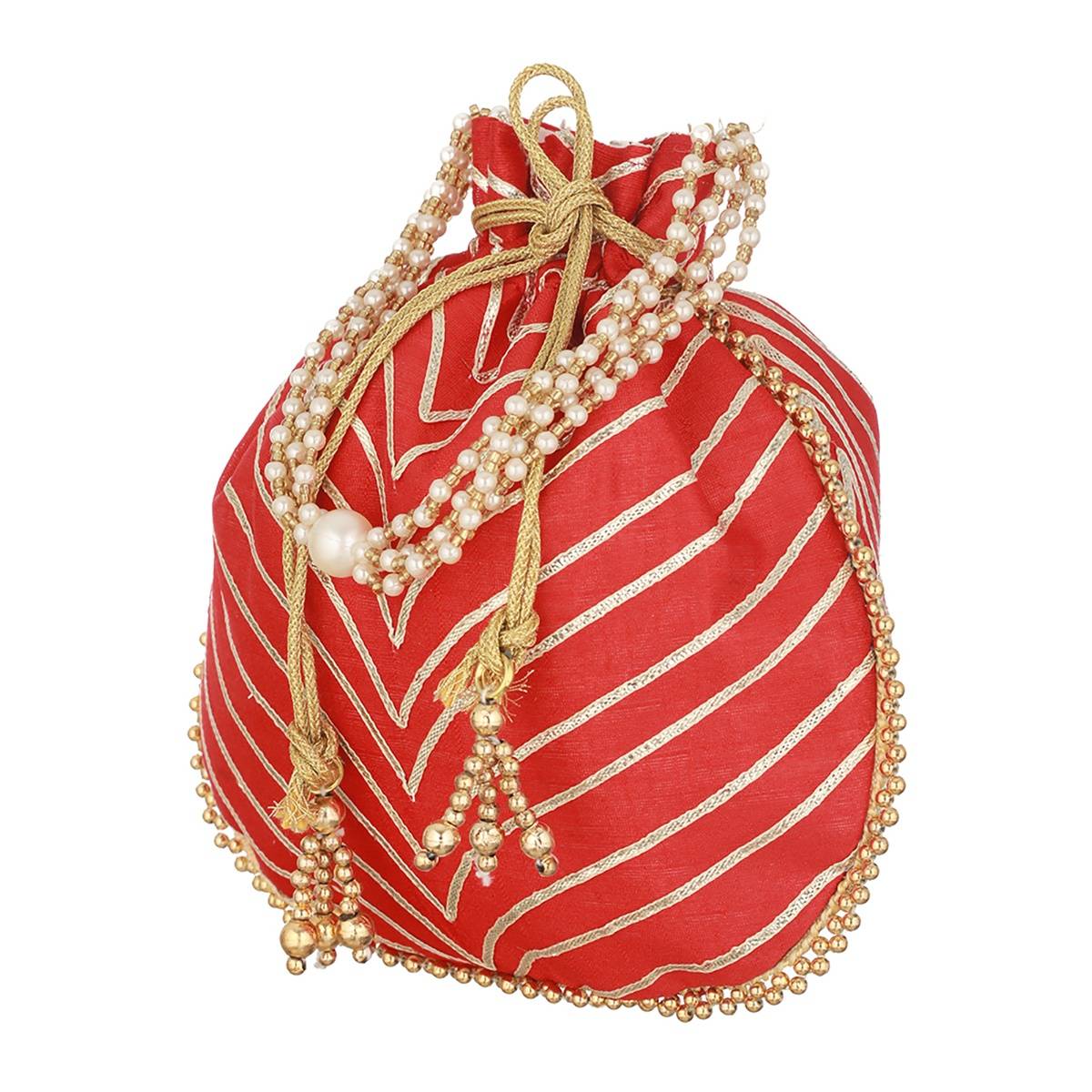 Aatmana Red & Gold Embellished Potli Bag