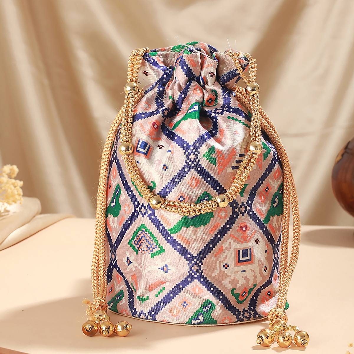Aatmana Printed Multi Colored Potli Bag