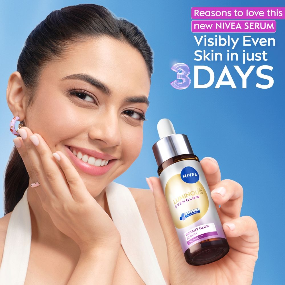 NIVEA Luminous Even Glow Brightening Face Serum with Niacinamide, Thiamidol 60X Vitamin C, Aloevera (30ml)