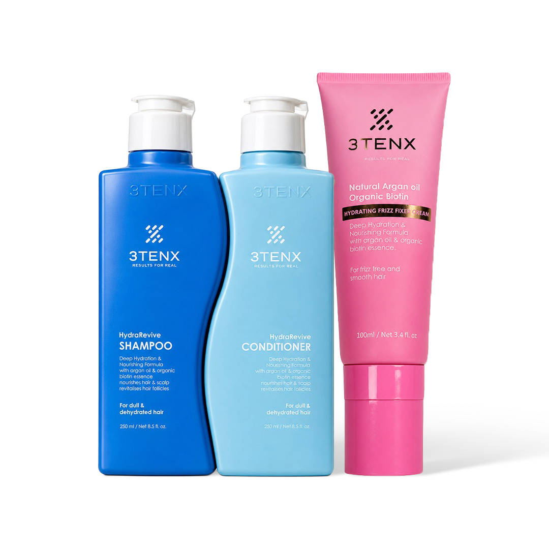 3TENX HYDRAREVIVE Shampoo + Conditioner + Frizz Fixer Cream - Combo