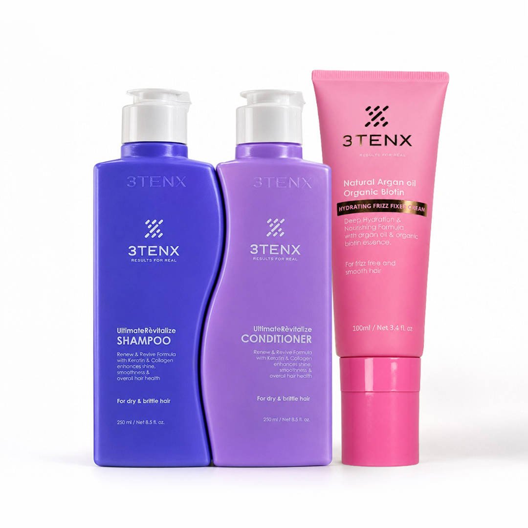 3TENX ULTIMATE REVITALIZE Shampoo + Conditioner + Frizz Fixer Cream