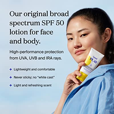 Supergoop! PLAY Everyday Lotion, 5.5 oz - SPF 50 PA++++ Reef-Friendly, Broad Spectrum, Body &amp; Face Sunscreen for Sensitive Skin - Water &amp; Sweat Resistan