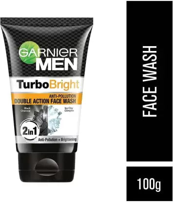 Garnier Men Turbo Bright [ Anti Pollution + Brightening ] [ Pack Of 1*100g ] Face Wash (100 g)