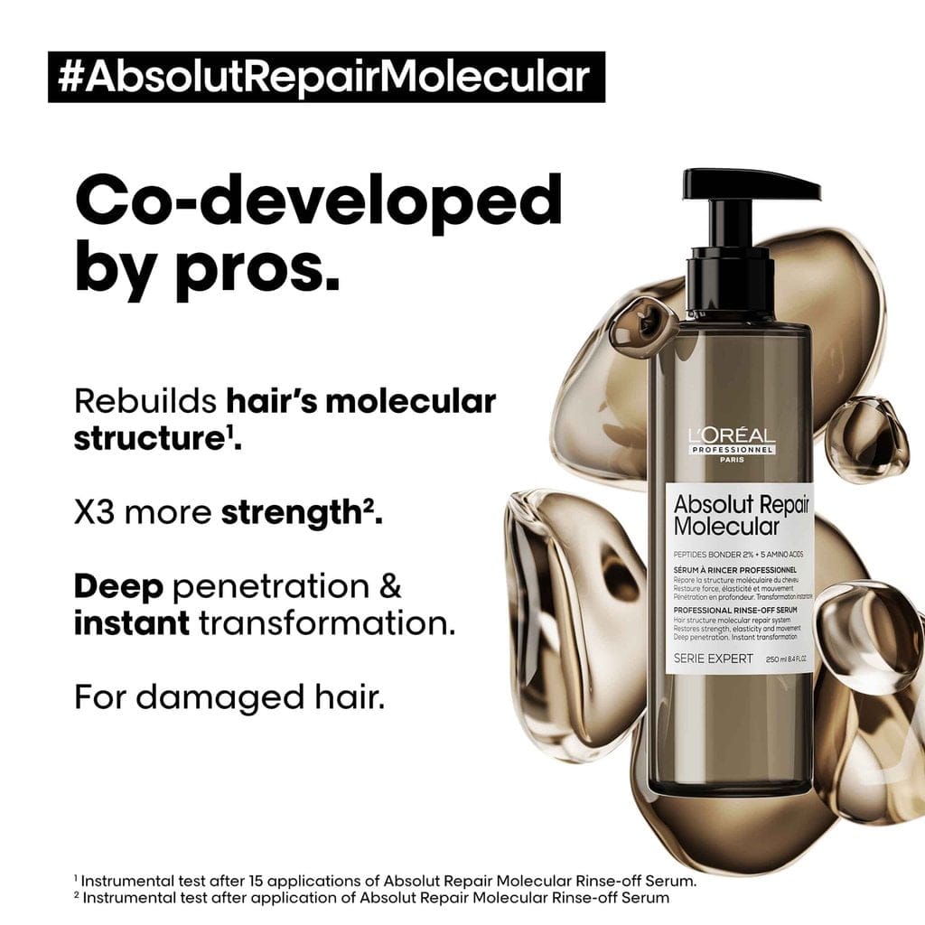 Loreal Professionnel - [Absolut Repair Molecular] Deep molecular repairing hair rinse-off serum for damaged hair. (250mL)
