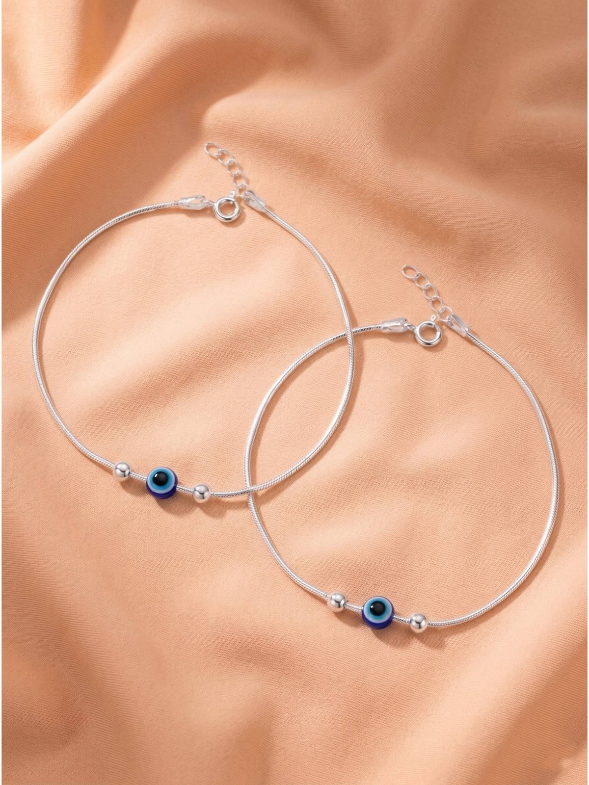 925 SILLER Dual Nazar Protection Silver Anklet