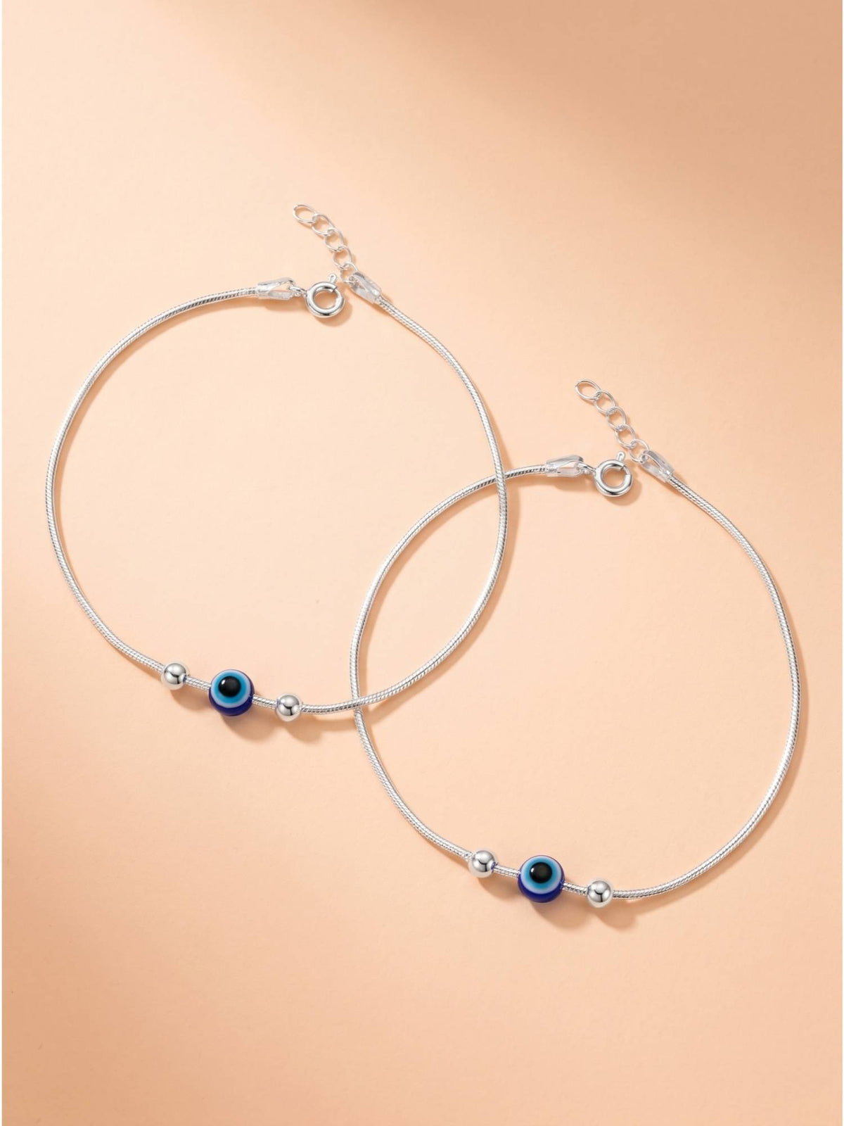 925 SILLER Dual Nazar Protection Silver Anklet