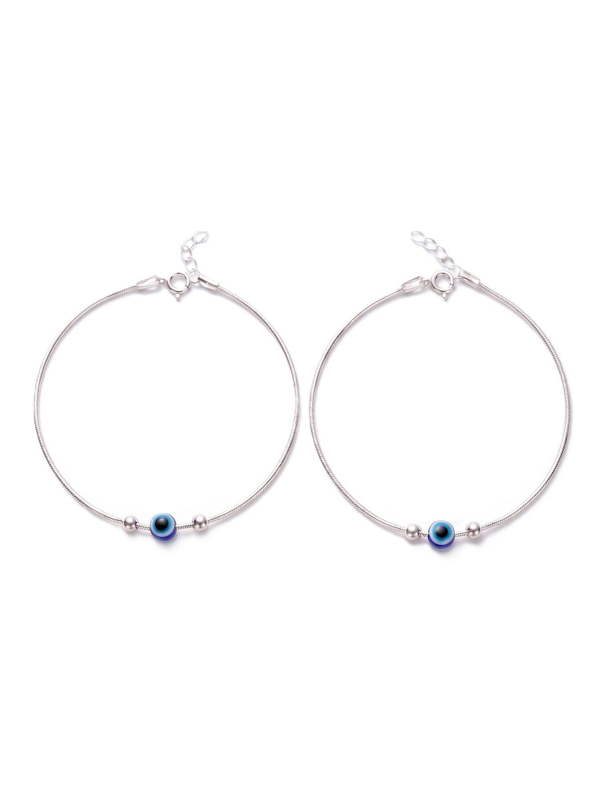 925 SILLER Dual Nazar Protection Silver Anklet