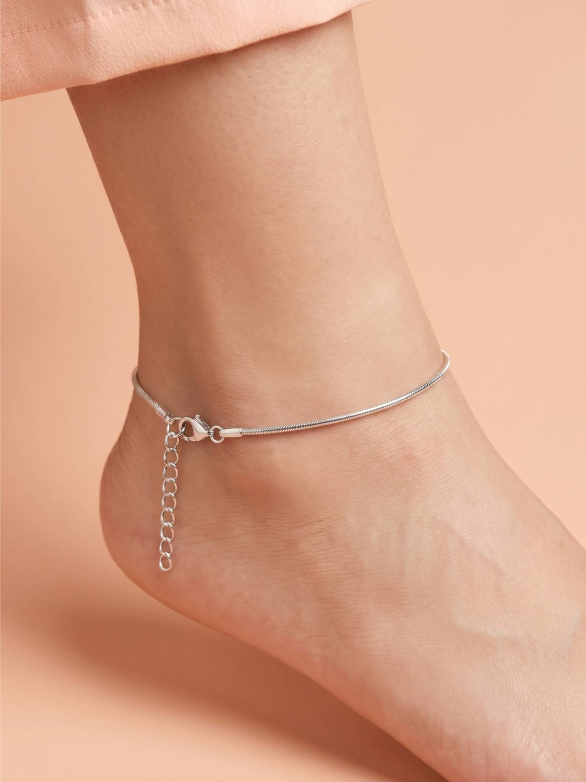 925 SILLER Sleek Silver Essential Snake Anklet