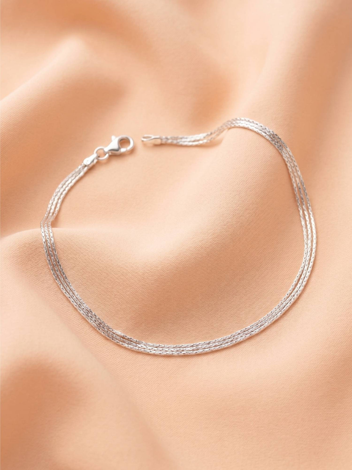 925 SILLER Multi-Layered Silver Essential Anklet