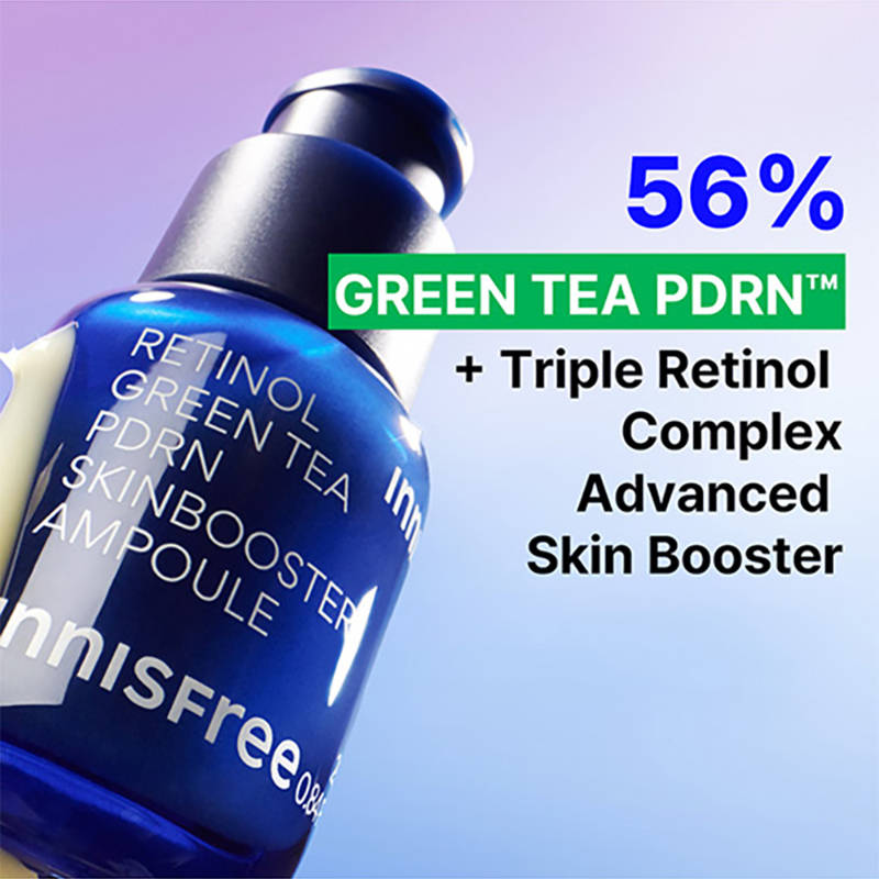 Innisfree 1% Retinol Green Tea VEGAN PDRN Ampoule - Anti-Aging, Brightening & Skin-Soothing Serum
