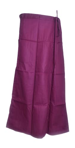 Saree Petticoat Cotton Fine Stitched Adjustable Waist Saree Underskirt Lining Skirt (Dark Mahroon No 95)