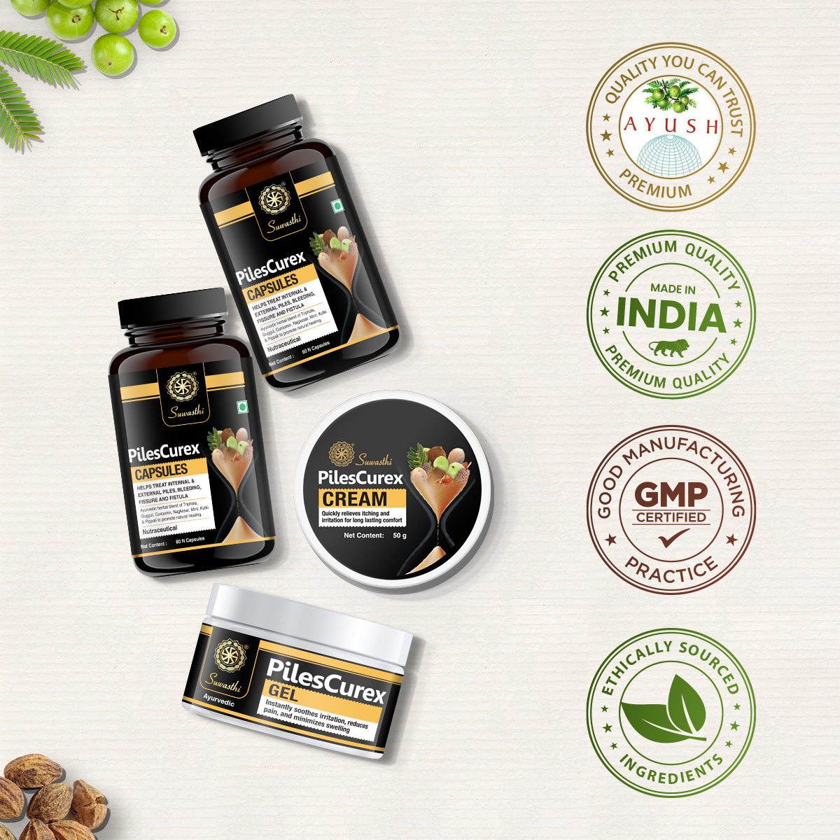 Suwasthi PilesCurex Kit - Natural Piles Relief Support