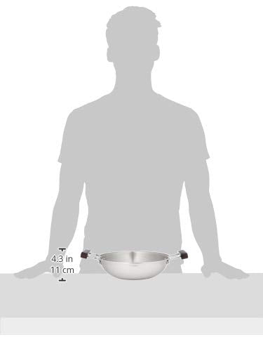 Hawkins 1.5 Litre Deep Fry Pan, Triply Stainless Steel Kadai, Flat Bottom Induction Kadhai, Small Kadai, Silver (SSD15)