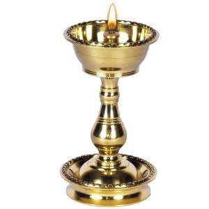 Klassic 4.5 Inch Swastik Akhand Diya with Borosilicate Glass Shade | Pure Brass Oil Lamp for Mandir, Daily Puja, Pooja Room, Diwali, Prayer, Wick Holder Festive