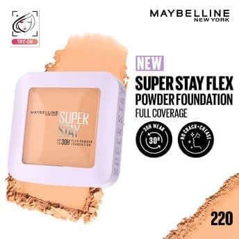Maybelline New York - Super Stay Flex Powder Foundation Compact-30H Full Cover-for Oily Skin (9g)