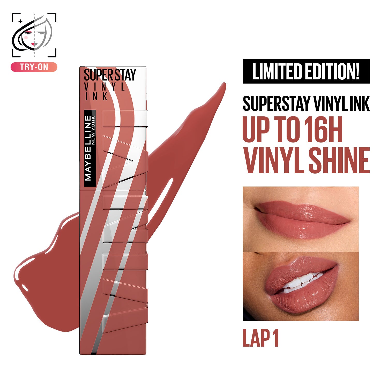 Maybelline New York Super Stay Vinyl Ink High Shine Racing Liquid Lipstick - Lap 1 (4.2ml)