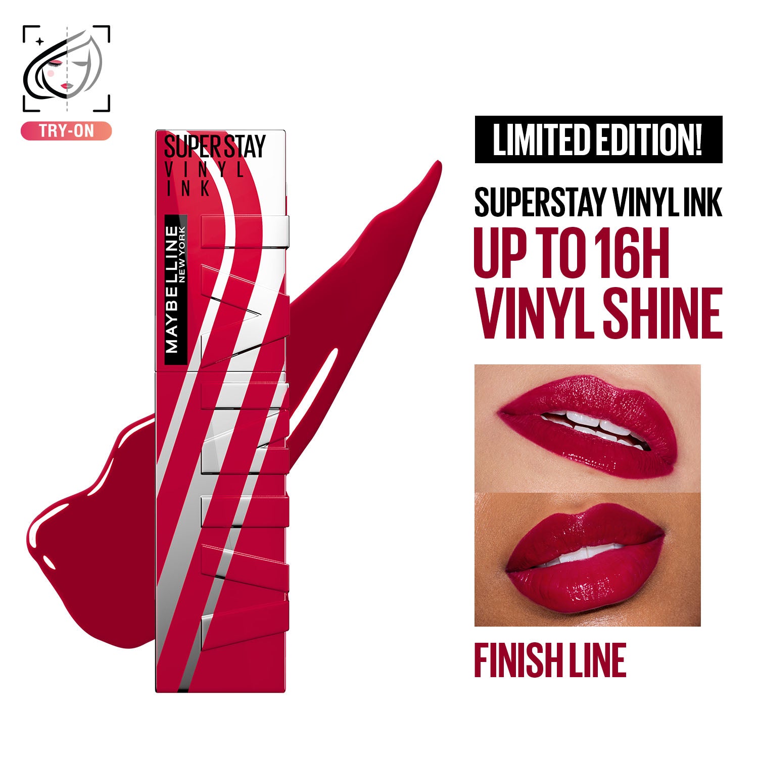 Maybelline New York Super Stay Vinyl Ink High Shine Racing Liquid Lipstick - Finish Line (4.2ml)