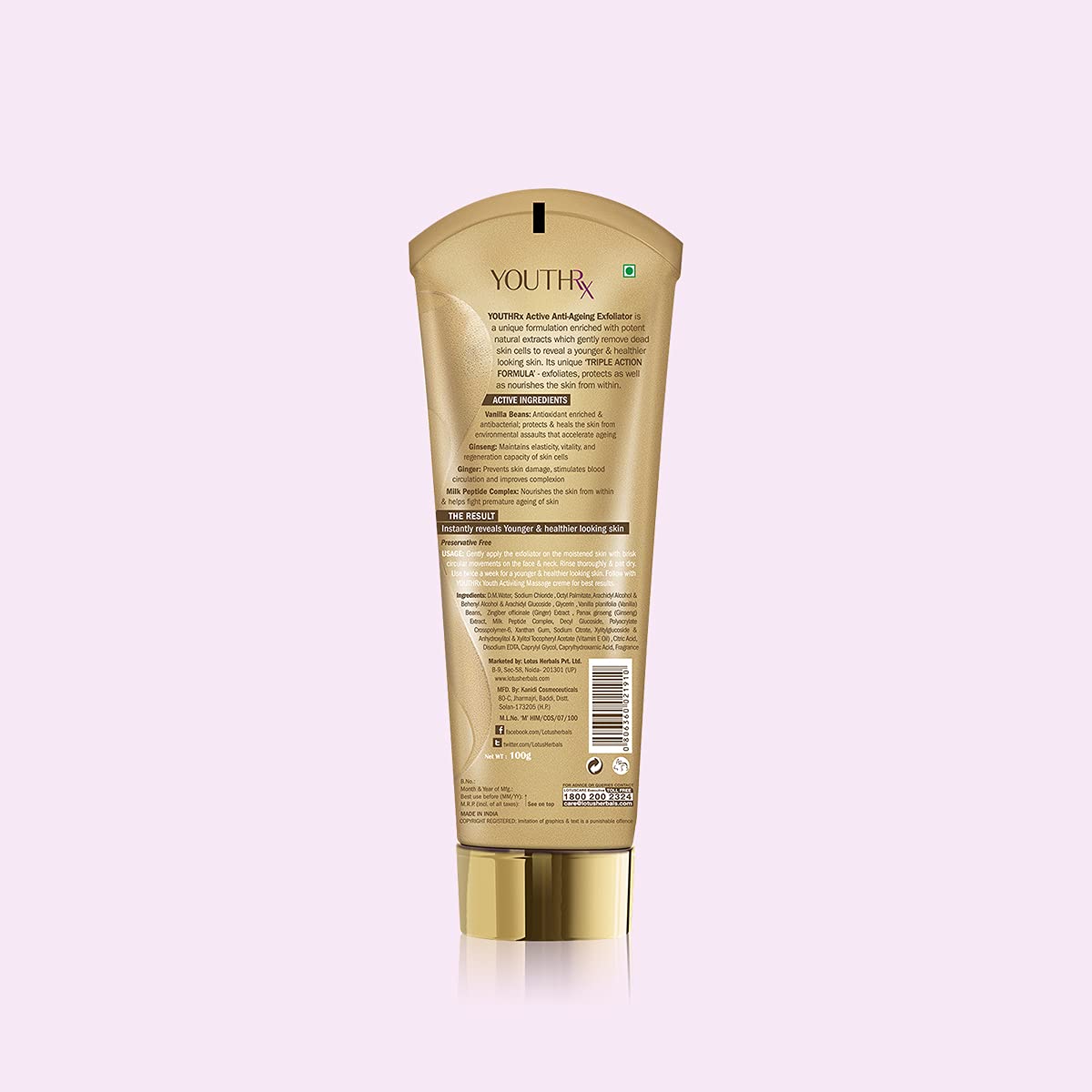 Lotus Herbals YouthRx Anti Ageing Exfoliator, Boosts Radiance For Smoother And Firmer Skin, 100g