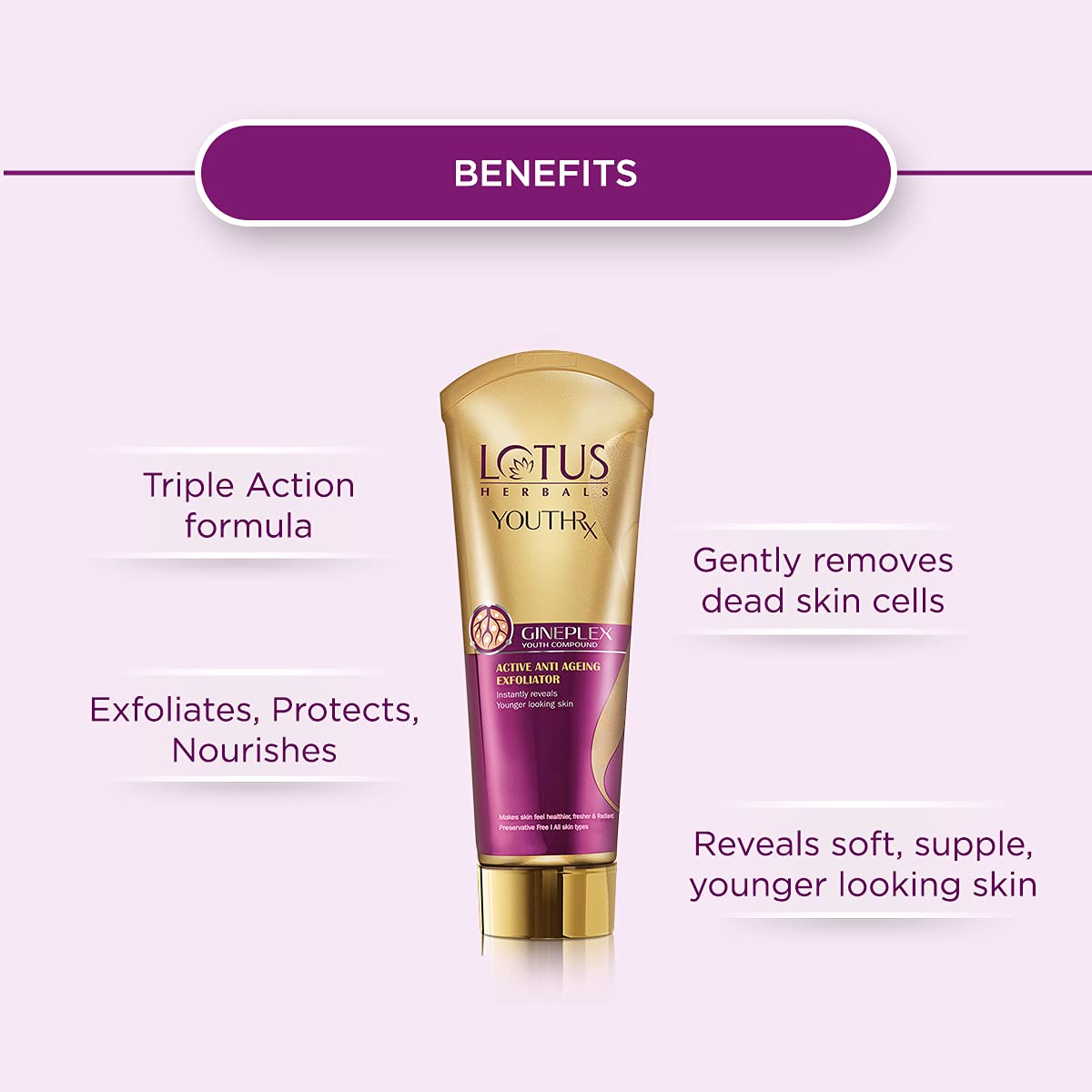 Lotus Herbals YouthRx Anti Ageing Exfoliator, Boosts Radiance For Smoother And Firmer Skin, 100g