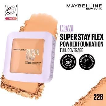 Maybelline New York - Super Stay Flex Powder Foundation Compact-30H Full Cover-for Oily Skin (9g)