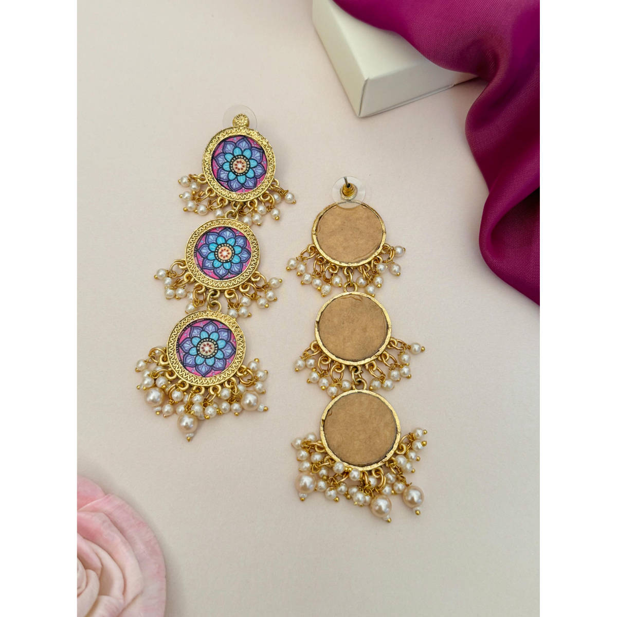 Abdesigns Enchanting Gold Plated Multi-Color Earrings