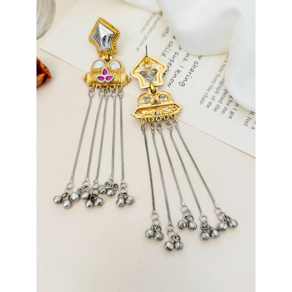 Abdesigns German Silver Plated Pink Earrings