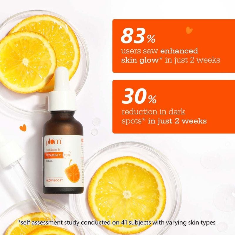 Plum 15% Vitamin C Face Serum with Mandarin for Glowing Skin with Pure Ethyl Ascorbic Acid (30ml)