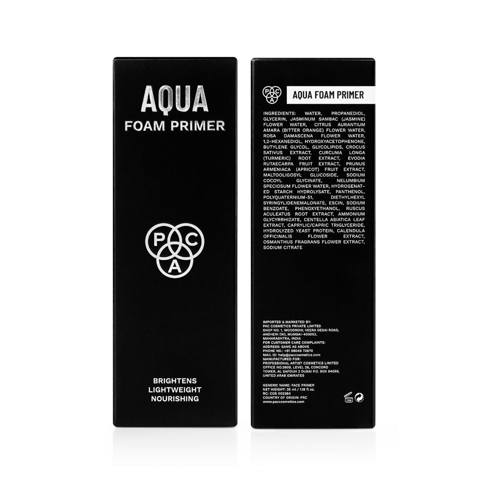 PAC Aqua Foam Primer - Hydrating, Lightweight, Non Sticky Feel, Locks Makeup, Easy Pump Dispenser (35ml)
