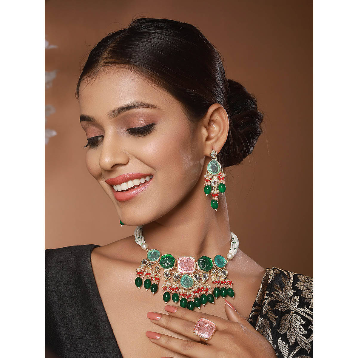 Aatmana Gold-Plated Stone Studded Jewellery Set · One Size