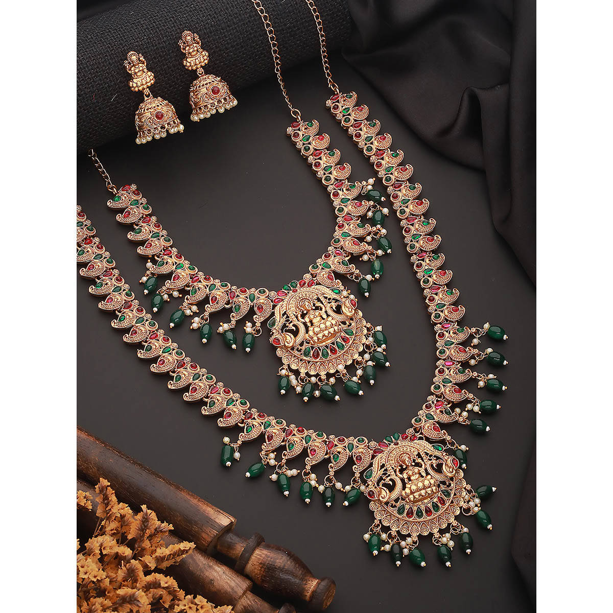 Aatmana Gold-Plated Stone Studded Jewellery Set