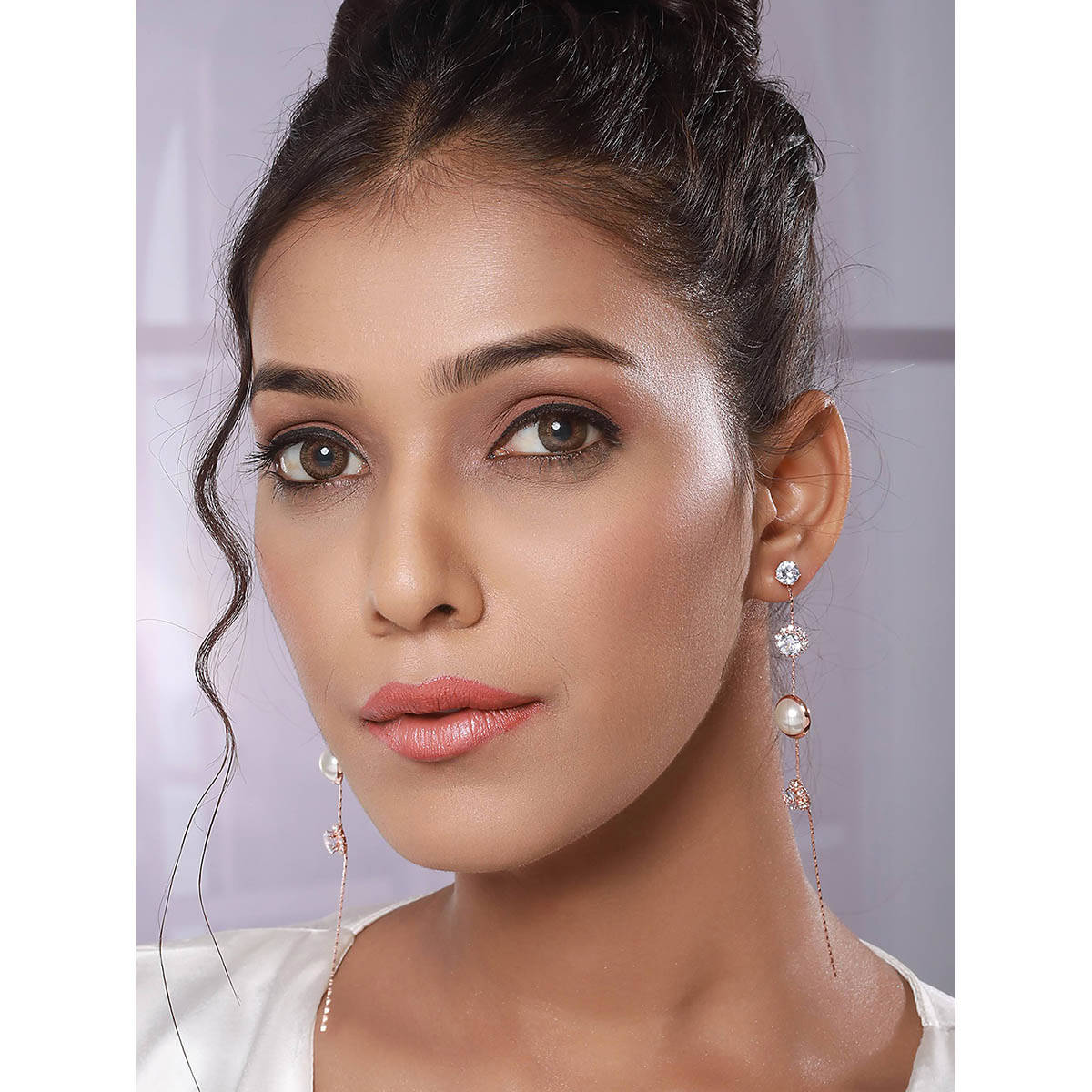 Aatmana Rose Gold-Toned Contemporary Drop Earrings · One Size