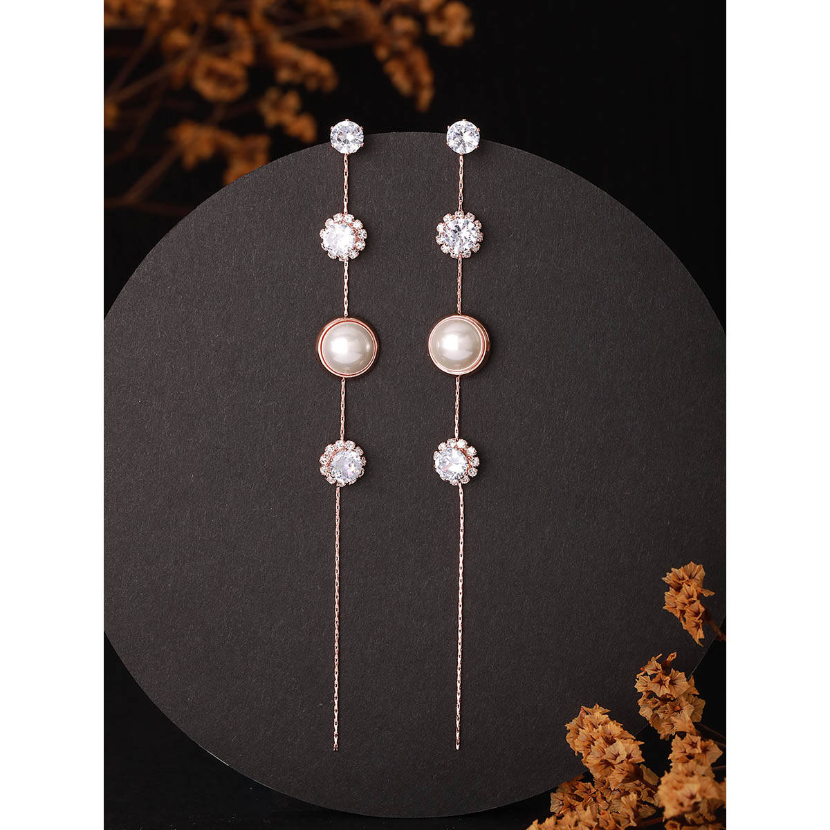 Aatmana Rose Gold-Toned Contemporary Drop Earrings · One Size