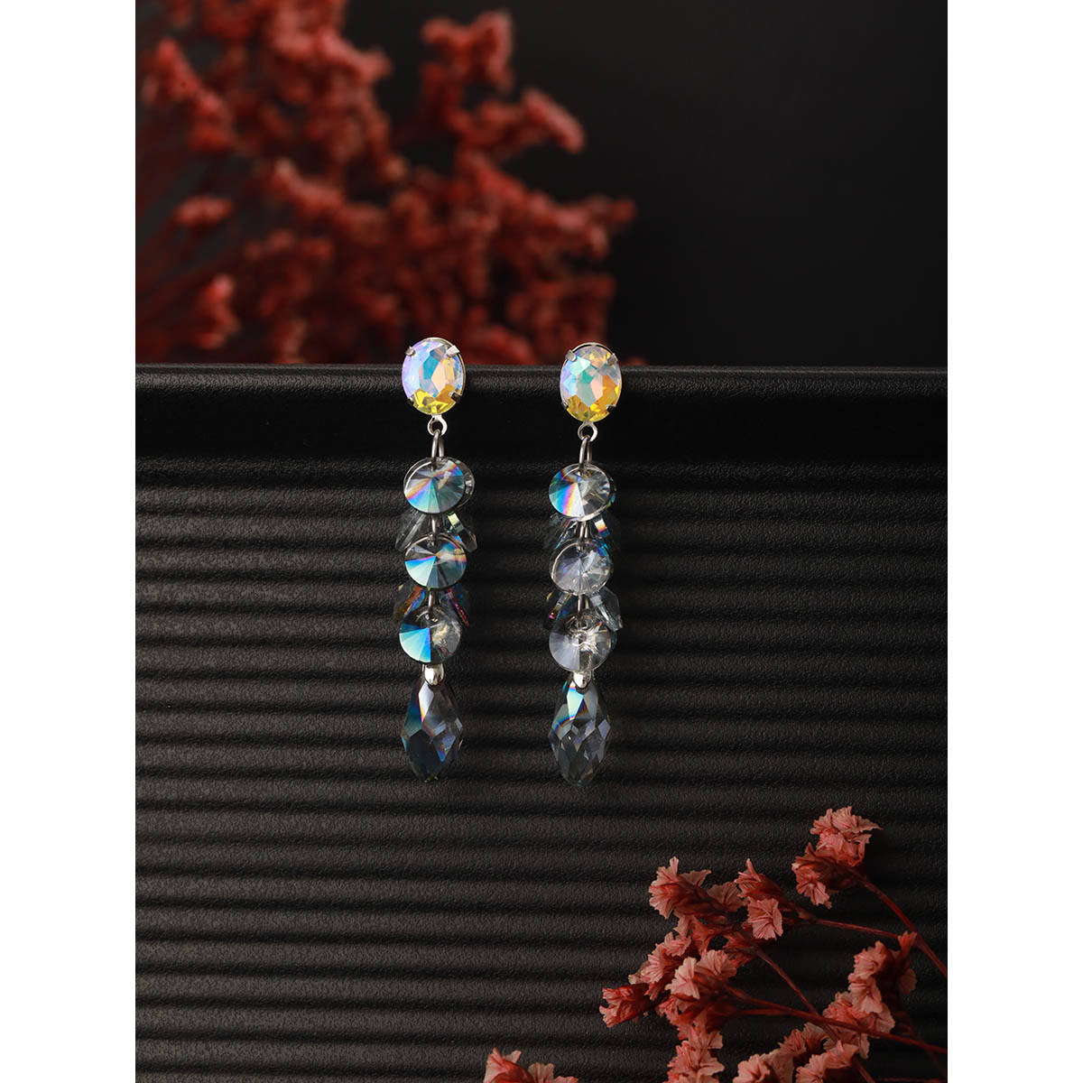 Aatmana Grey-Toned Contemporary Drop Earrings · One Size