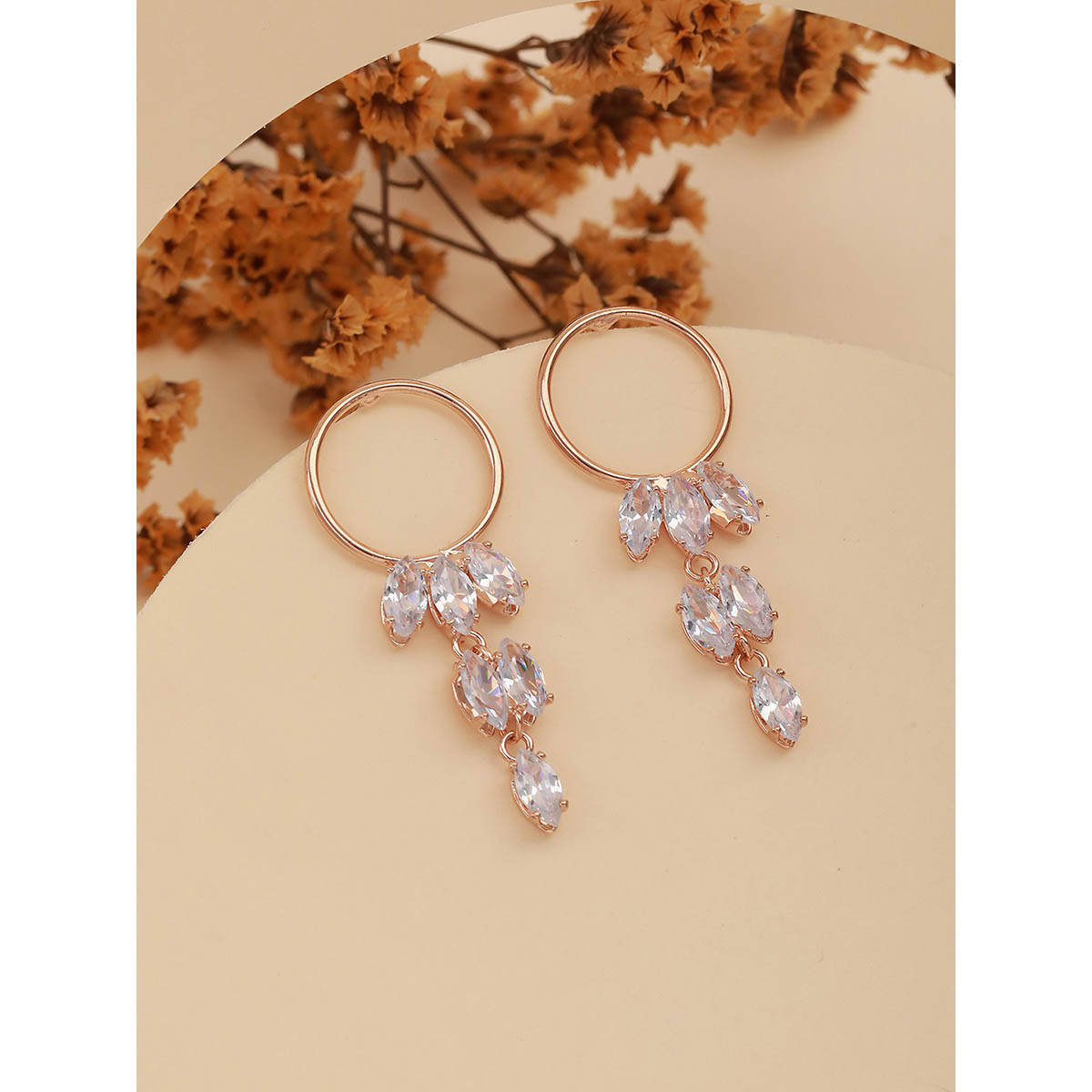 Aatmana Rose Gold Circular Drop Earrings