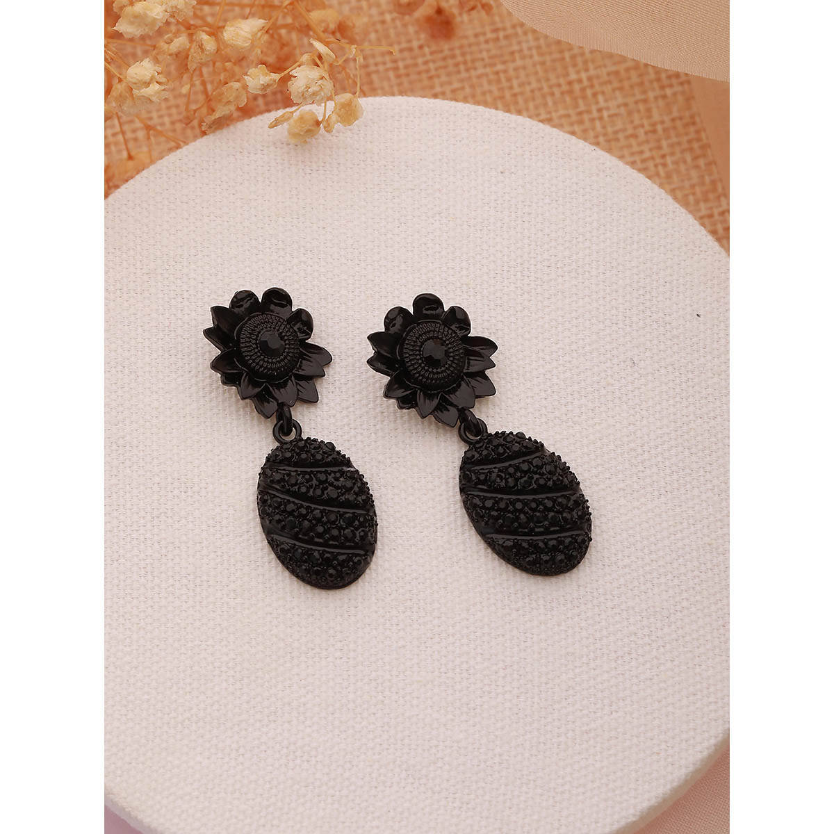 Aatmana Black Contemporary Drop Earrings