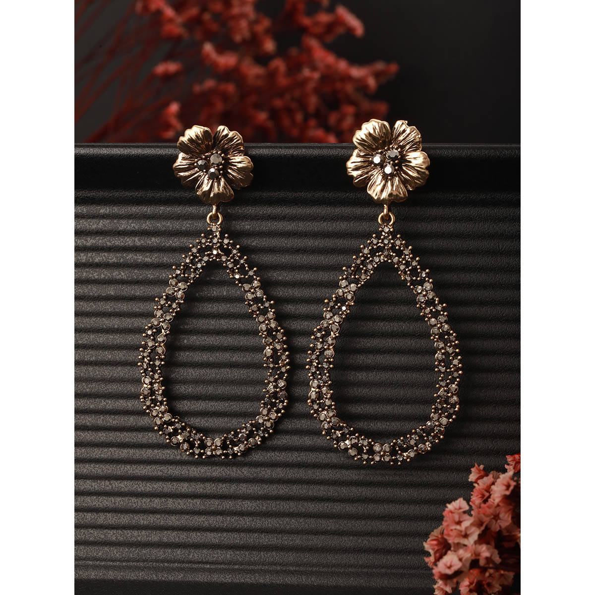 Aatmana Gold-Toned Teardrop Shaped Drop Earrings · One Size