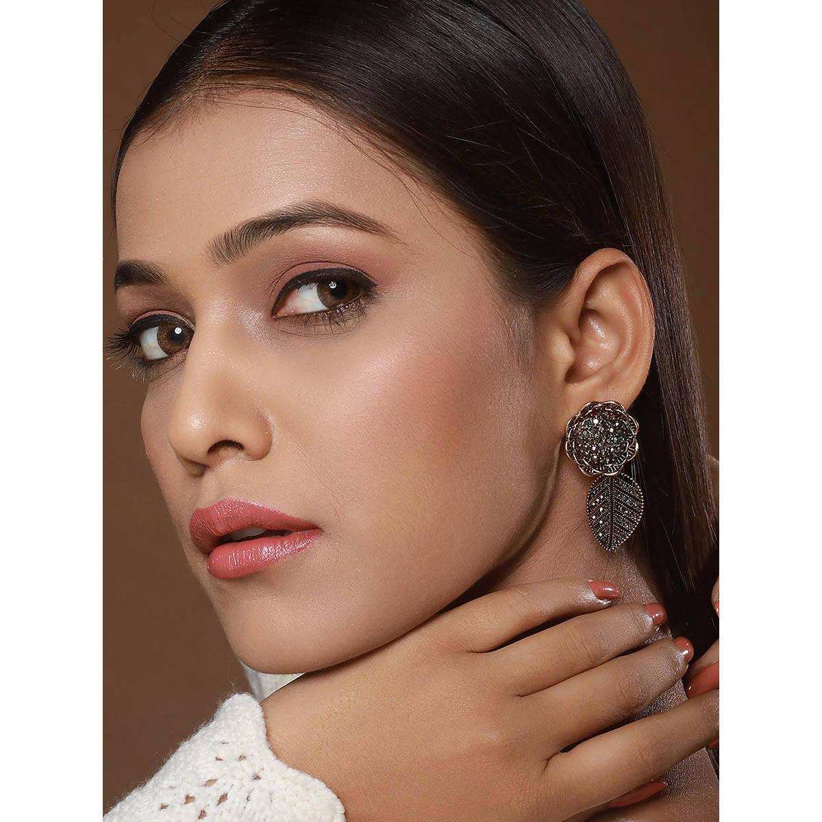 Aatmana Gold-Toned Floral Drop Earrings