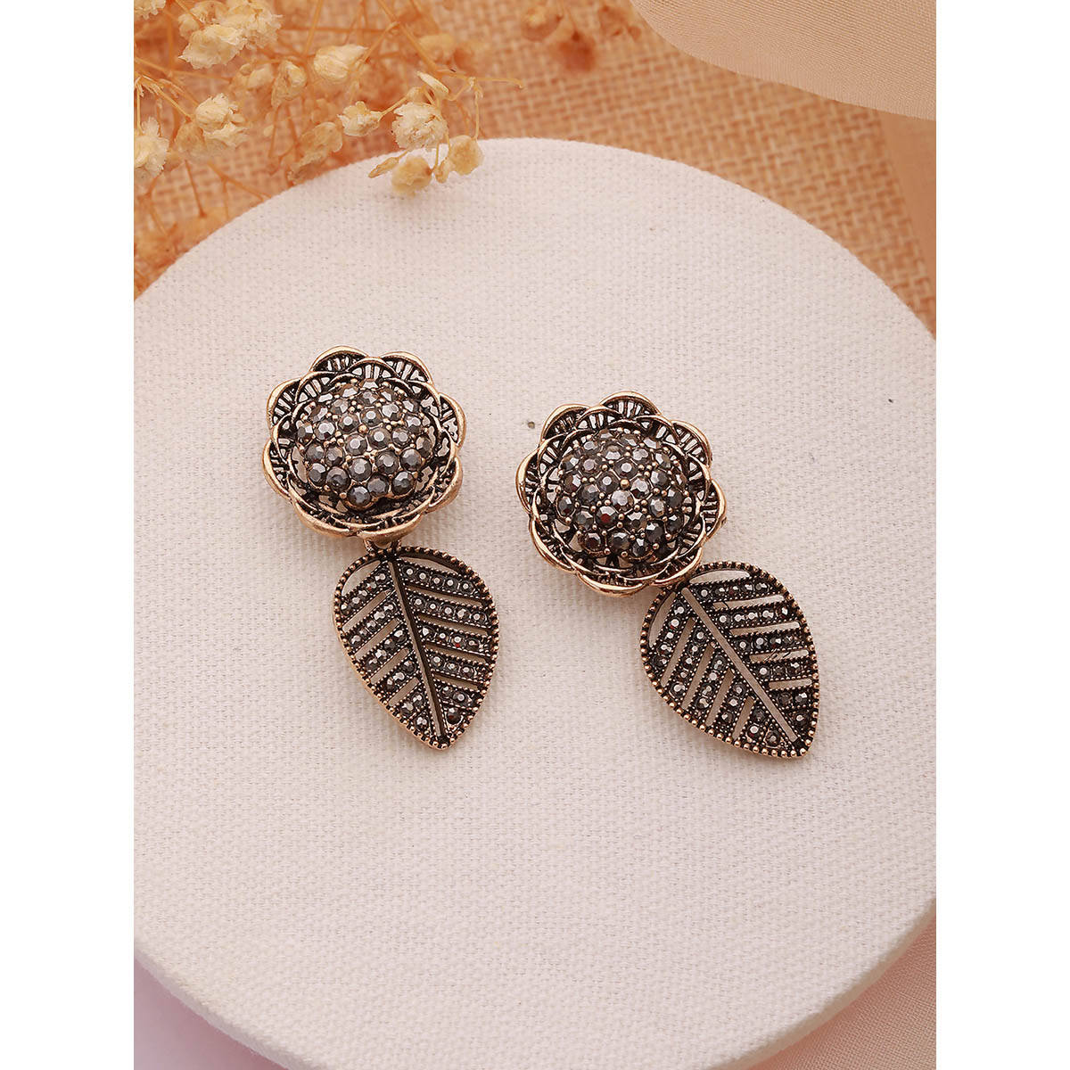Aatmana Gold-Toned Floral Drop Earrings