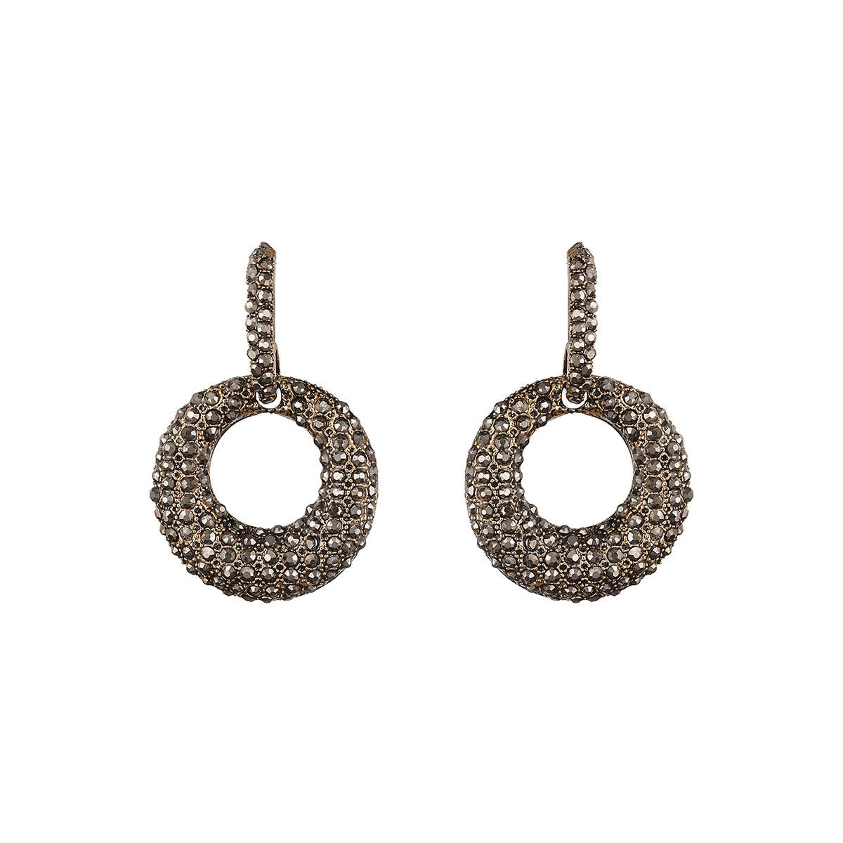 Aatmana Black Gold-Toned Contemporary Drop Earrings