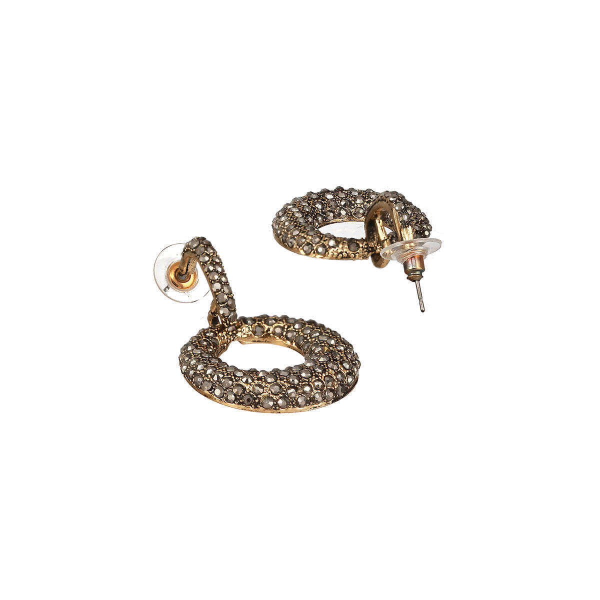 Aatmana Black Gold-Toned Contemporary Drop Earrings