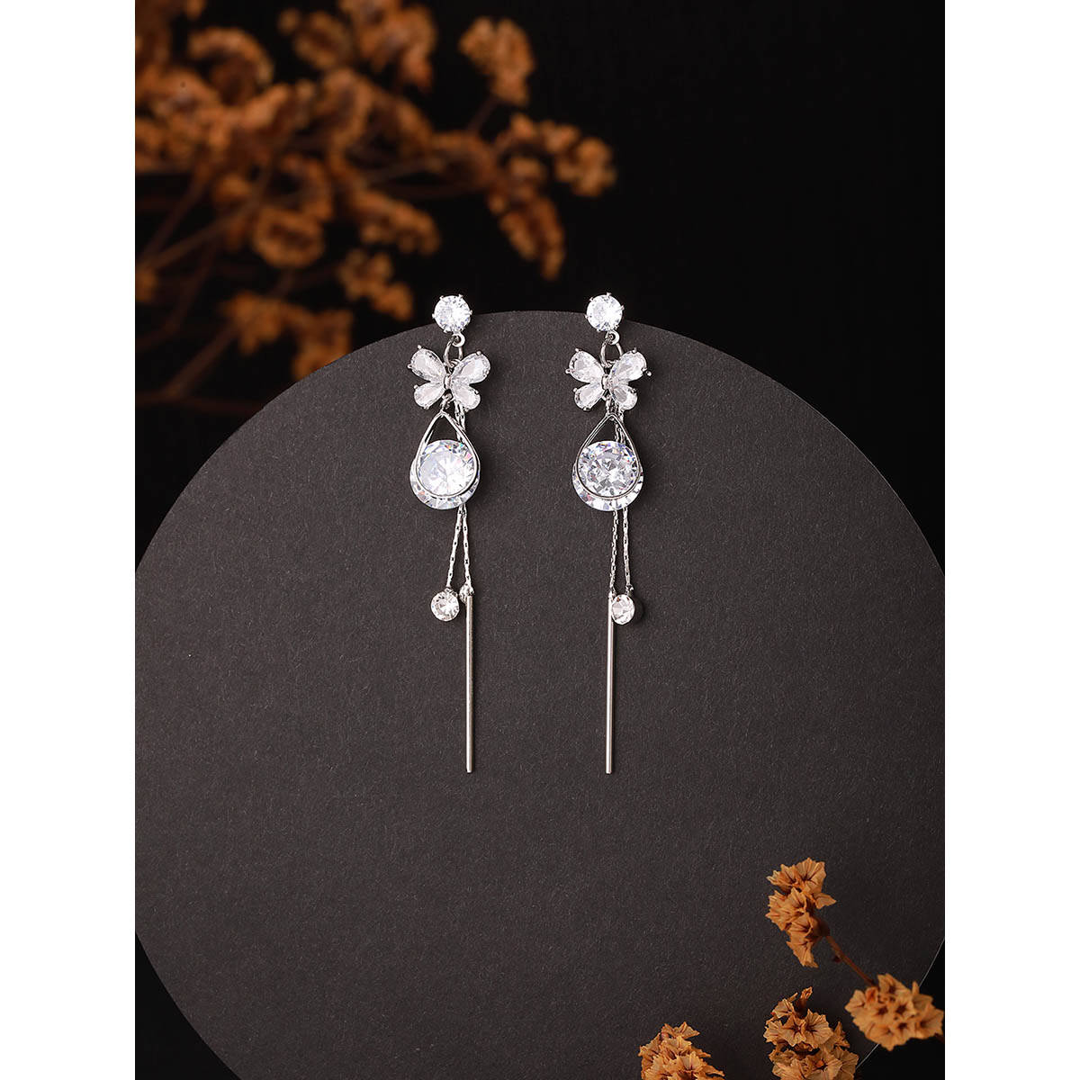 Aatmana Silver Toned Contemporary Drop Earrings