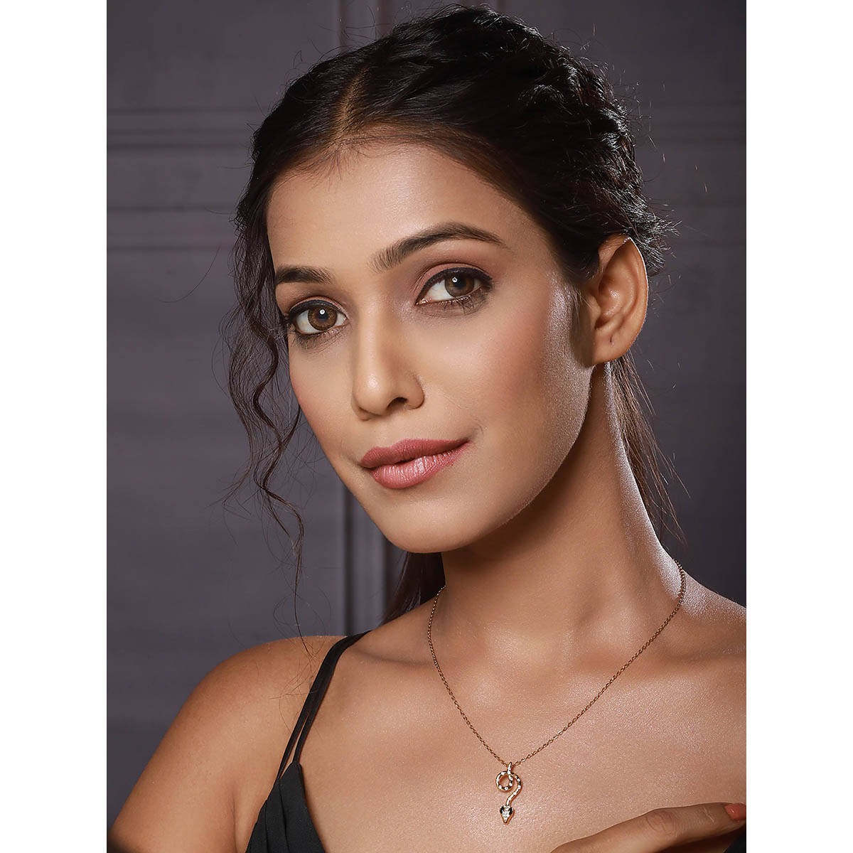Aatmana Rose Gold-Plated Cz Studded Snake Pendant With Chain · One Size