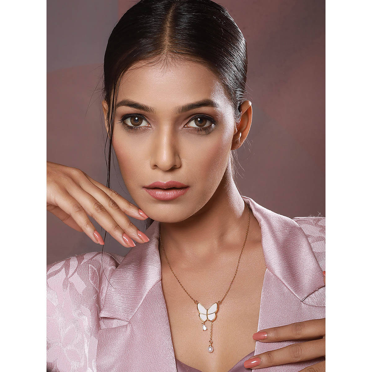 Aatmana White Brass Gold-Plated Handcrafted Necklace