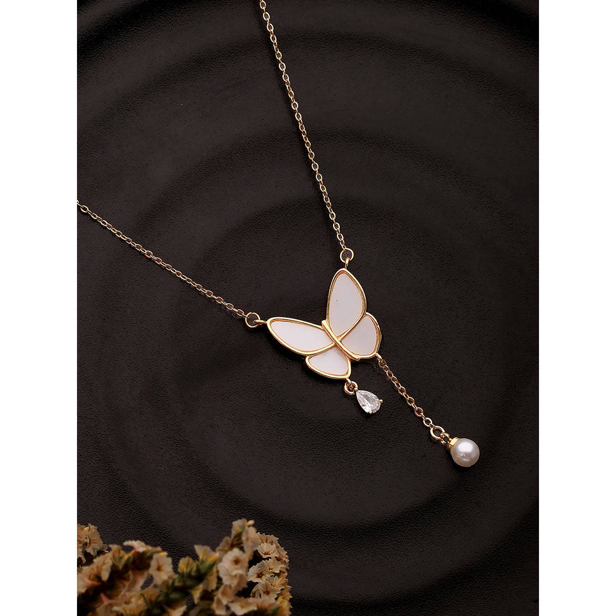 Aatmana White Brass Gold-Plated Handcrafted Necklace