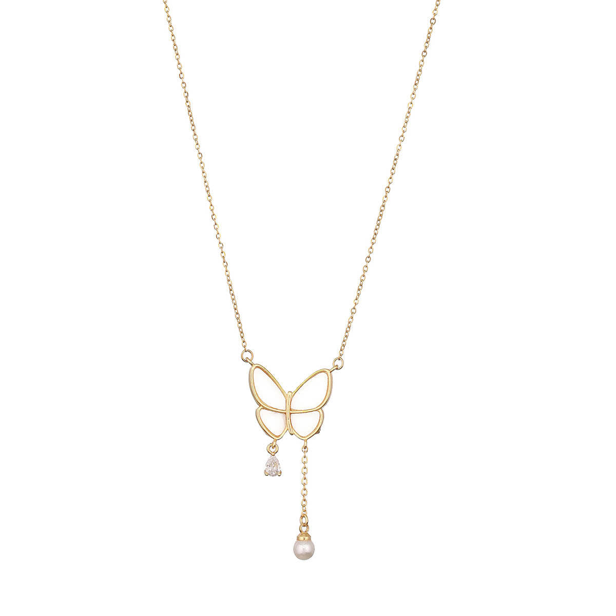 Aatmana White Brass Gold-Plated Handcrafted Necklace